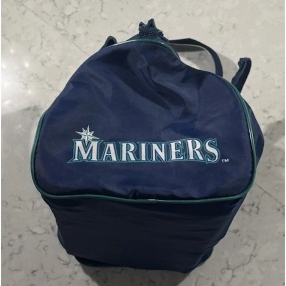 VTG 90s Seattle Mariners Duffle Bag Blue Promo Nylon Gym MLB SGA 19x10x9.5